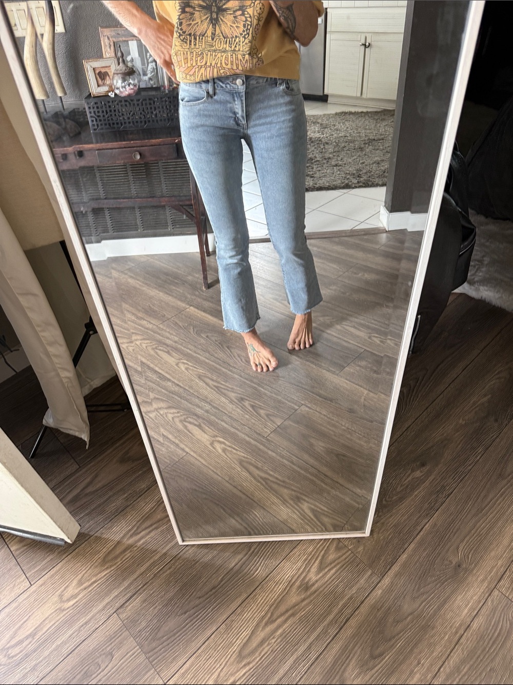 RSQ Light Blue Cropped Straight Jeans low rise flare